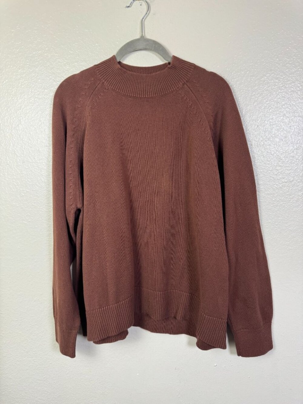 Quince 100% Organic Cotton Mockneck Knit Sweater Cappuccino Brown size XL Brown